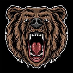 hand drawn roaring brown bear sticker svg digital illustration scary grizzly clipart label vector silhouete cricut cut f