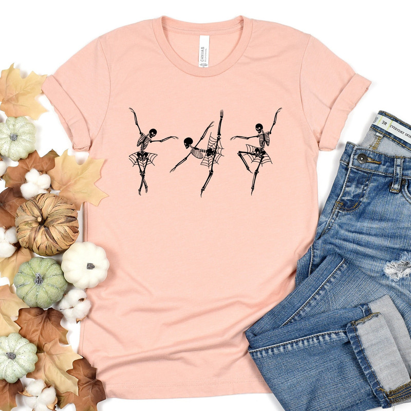 ballet skeleton shirt, dancing skeletons shirt, halloween ballet shirt, halloween dance shirt, halloween skeleton shirt, spider web, fall - 1.jpg