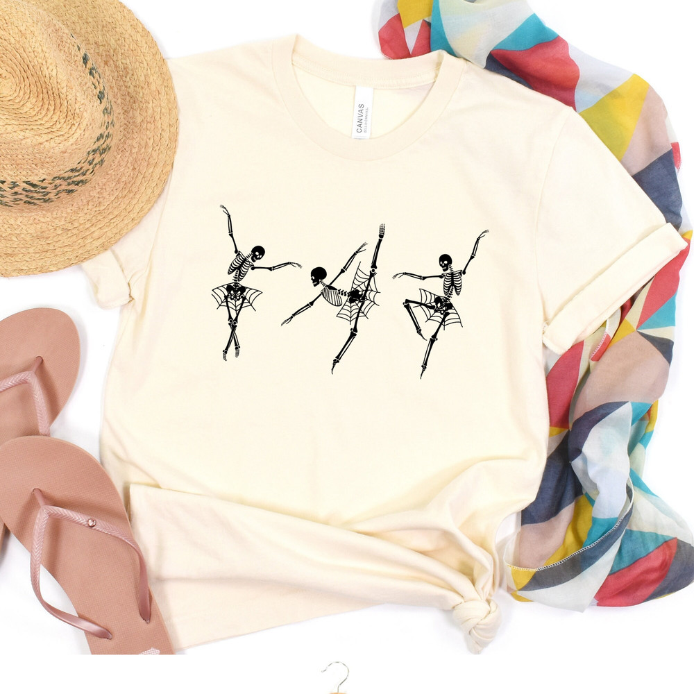 ballet skeleton shirt, dancing skeletons shirt, halloween ballet shirt, halloween dance shirt, halloween skeleton shirt, spider web, fall - 7.jpg