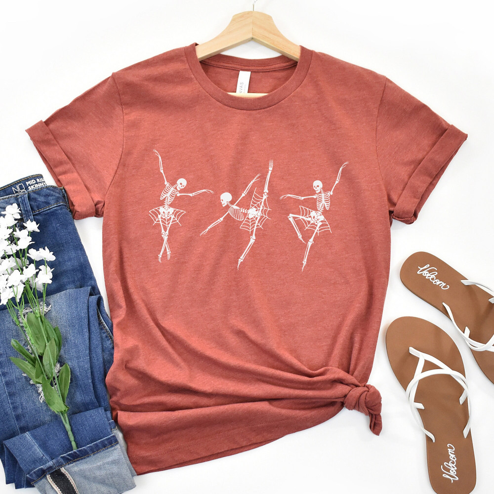 ballet skeleton shirt, dancing skeletons shirt, halloween ballet shirt, halloween dance shirt, halloween skeleton shirt, spider web, fall - 8.jpg