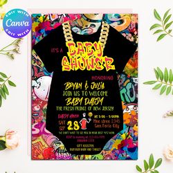 90S BABY SHOWER Invitation, 90s Baby shower digital invitation, 90s Baby shower party, 90s Baby shower invites, 90s part