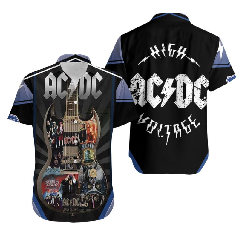 ACDC All Album Cover Guitar Hawaiian Shirt Print Short Sleeve Hawaiian Casual Shirt Aloha Shirt.jpg