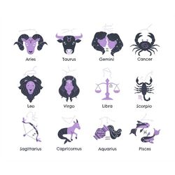 zodiac signs svg bundle cute minimalist scorpio cancer aquarius pisces aries taurus gemini libra virgo aquarius clipart