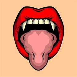 hand drawn vampire lips svg halloween spooky female dracula illustration scary clipart vector silhouete cut file for cri