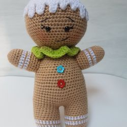 Hand crochet Gingerbread Man Stuffed toys Plush toys Knit Christmas gift Decor Home