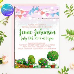 garden invitation, garden party invitation, garden birthday invitation, garden party digital invitation, garden party