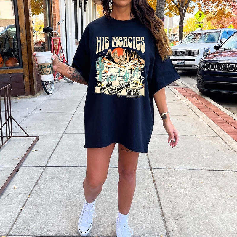 Comfort Colors® Boho Christian Christian Shirt, Bible Verse Shirt, Trendy Christians Shirt, His Mercies Are New Comfort Colors Shirt - 1.jpg