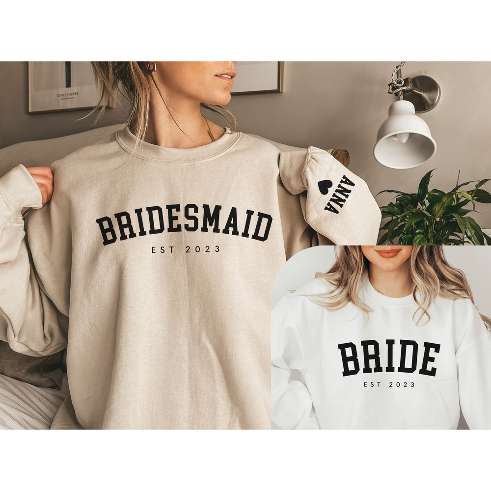 Future Mrs Sweatshirt Custom Bride Est Sweatshirt with Name on Sleeve Bride Crewneck, Bridesmaid Sweatshirt, Engagement Announcement Shirt - 2.jpg