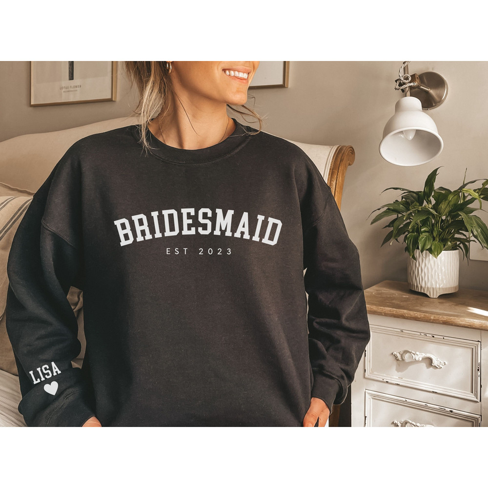 Future Mrs Sweatshirt Custom Bride Est Sweatshirt with Name on Sleeve Bride Crewneck, Bridesmaid Sweatshirt, Engagement Announcement Shirt - 3.jpg
