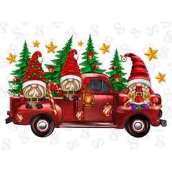 christmas gnomes truck sublimation png,christmas png,gift wrap png,truck png,merry christmas png,gnomes,christmas tree p
