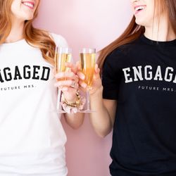 lesbian bachelorette party shirt, lgbtq engagement announcement, lesbian wedding shower shirt, just engaged lesbians fia