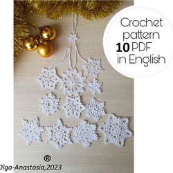 Snowflake  Christmas crochet  10 pattern , crochet Snowflake pattern , crochet pattern , Irish Crochet , Motif crochet ,