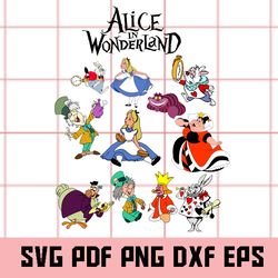 alice in wonderland svg, alice in wonderland clipart, alice in wonderland png, alice in wonderland dxf, clipart svg