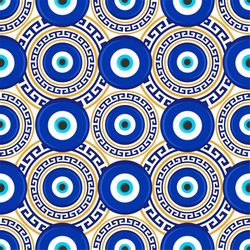 hand drawn greek evil eye seamless pattern svg digital illustration turkish protection symbol amulet background with blu