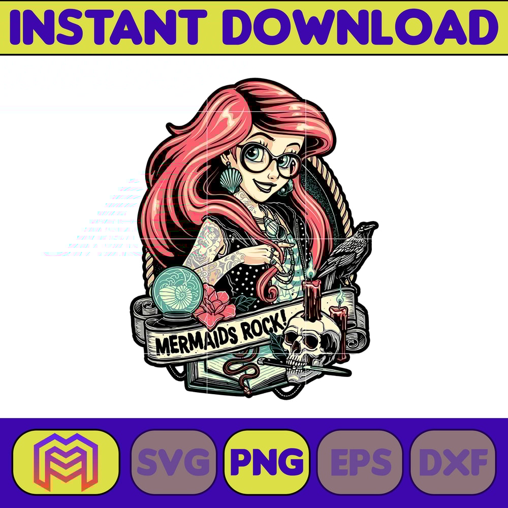 Punk Princess PNG, Rock Princess PNG, Mermaid PNG, Cartoon Design Sublimation, Printable Mug Instant Download (2).jpg