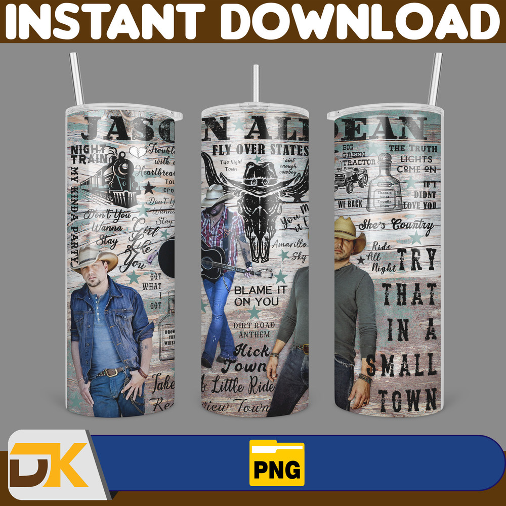 Jason Aldean Try that in a small town 20oz skinny tumbler wrap, PNG Digital Print, Sublimation, Instant download (4).jpg