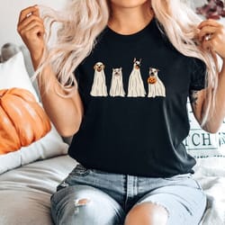 halloween ghost dog sweatshirt, halloween dog shirt, spooky season shirt, halloween gifts, trick or threat shirt, pumpki