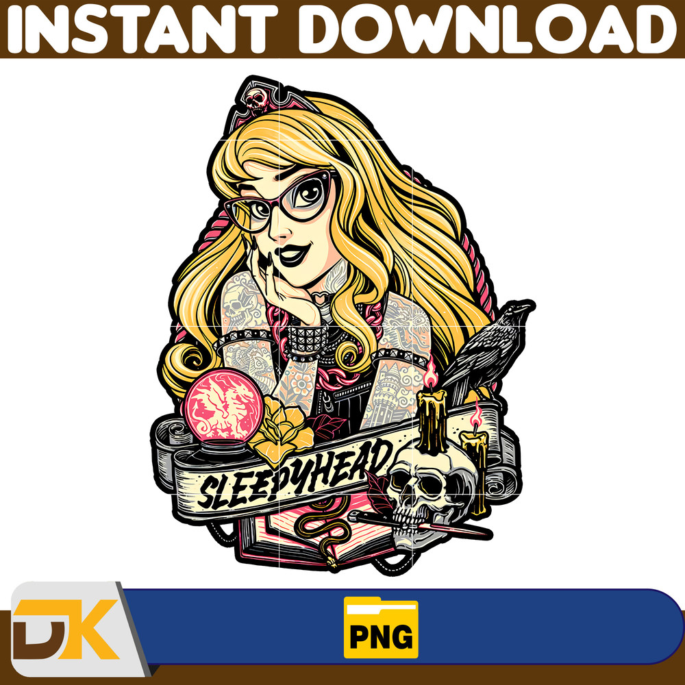 Punk Princess PNG, Rock Princess PNG, Mermaid PNG, Cartoon Design Sublimation, Printable Mug Instant Download (4).jpg