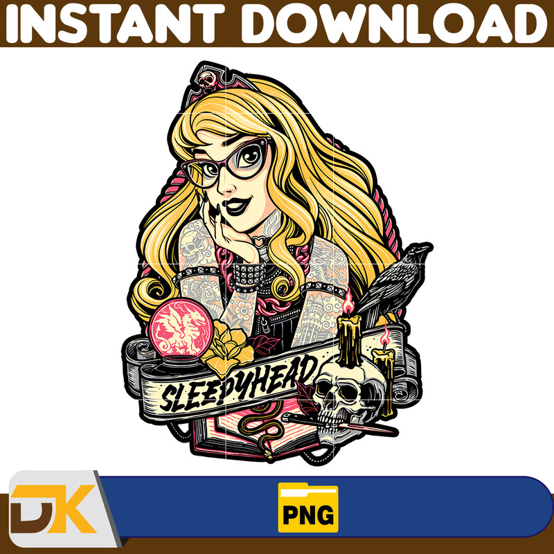 Punk Princess PNG, Rock Princess PNG, Mermaid PNG, Cartoon Design Sublimation, Printable Mug Instant Download (4).jpg