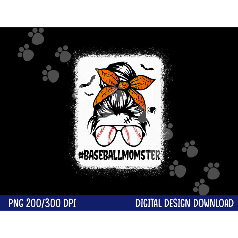 Baseball Momster Shirt For Women Halloween Mom Messy Bun png, sublimation copy.jpg