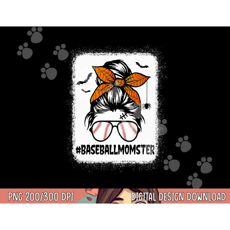 Baseball Momster Shirt For Women Halloween Mom Messy Bun png, sublimation copy.jpg