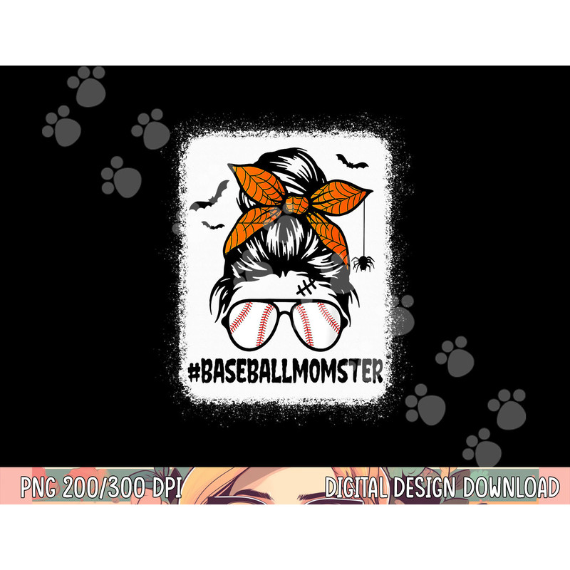 Baseball Momster Shirt For Women Halloween Mom Messy Bun png, sublimation copy.jpg
