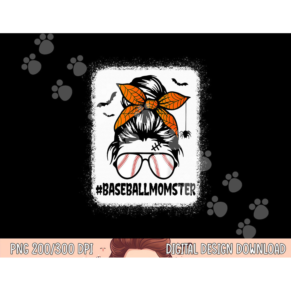 Baseball Momster Shirt For Women Halloween Mom Messy Bun png, sublimation copy.jpg