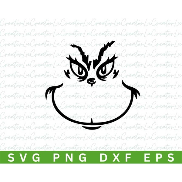 Grinch Face Outline - Dr. Seuss - Christmas SVG png DXF eps | Inspire ...