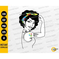 afro autism mom svg | autism awareness svg | strong woman svg | black power svg | cricut cutting files clipart vector di