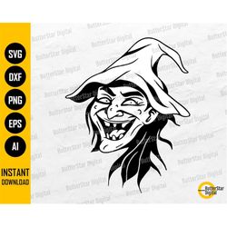 Laughing Witch SVG | Halloween SVG | Horror SVG | Evil Sorcery Dark Magic Curse Potion | Cutting File Clip Art Vector Di