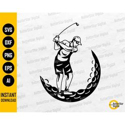golf moon svg | golfing svg | golf svg | sport logo decal sticker t-shirt | cricut cut file printable clip art vector di