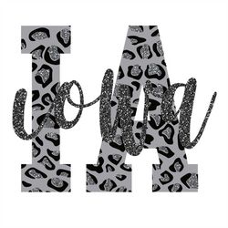 iowa state glitter and no glitter silver/blue cheetah/leopard svg
