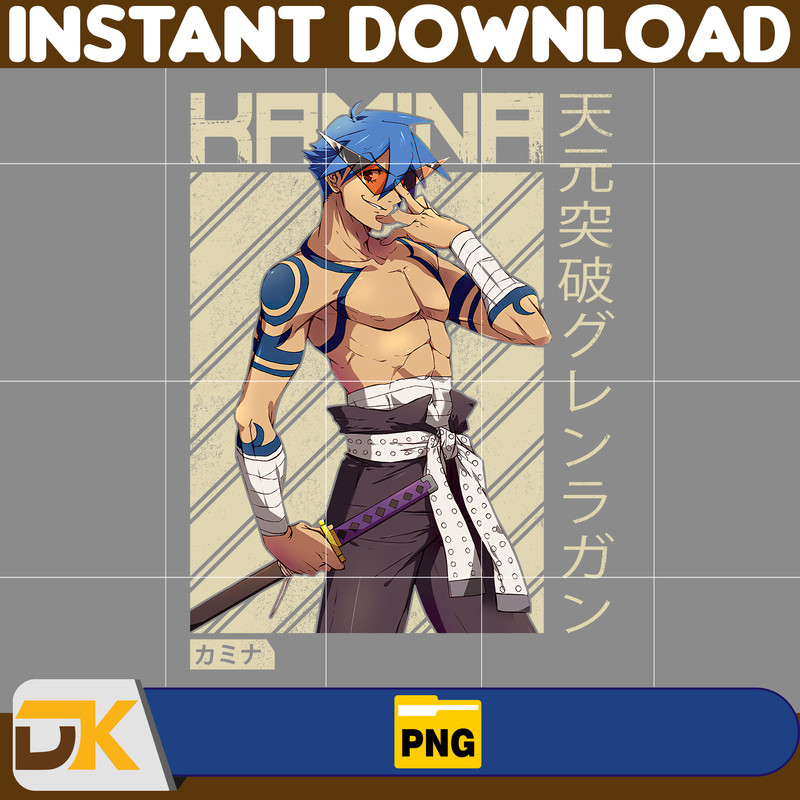Kamina Png, Anime Png, Japanese Png, Anime Silhouette Png, Anime Character, Anime Vector Files (2).jpg