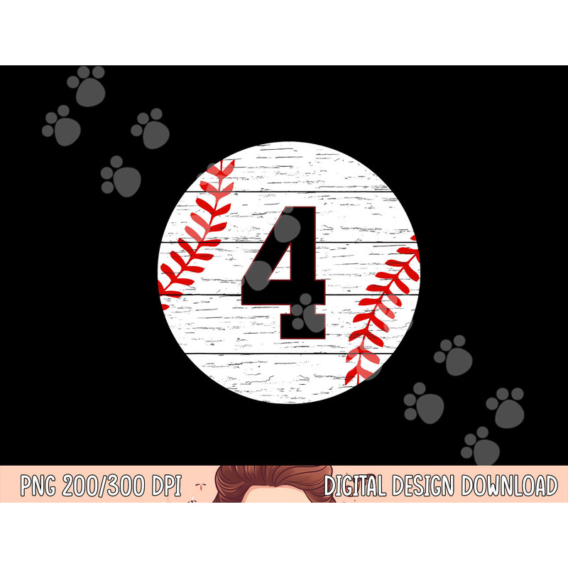 Baseball Number 4 Ball Vintage for Baseball Players Gift png, sublimation copy.jpg