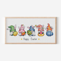 Gnome Cross Stitch Pattern PDF, Set Easter Leprechaun Cross Stitch, Easter Gnome Embroidery Instant Download, Easter Day