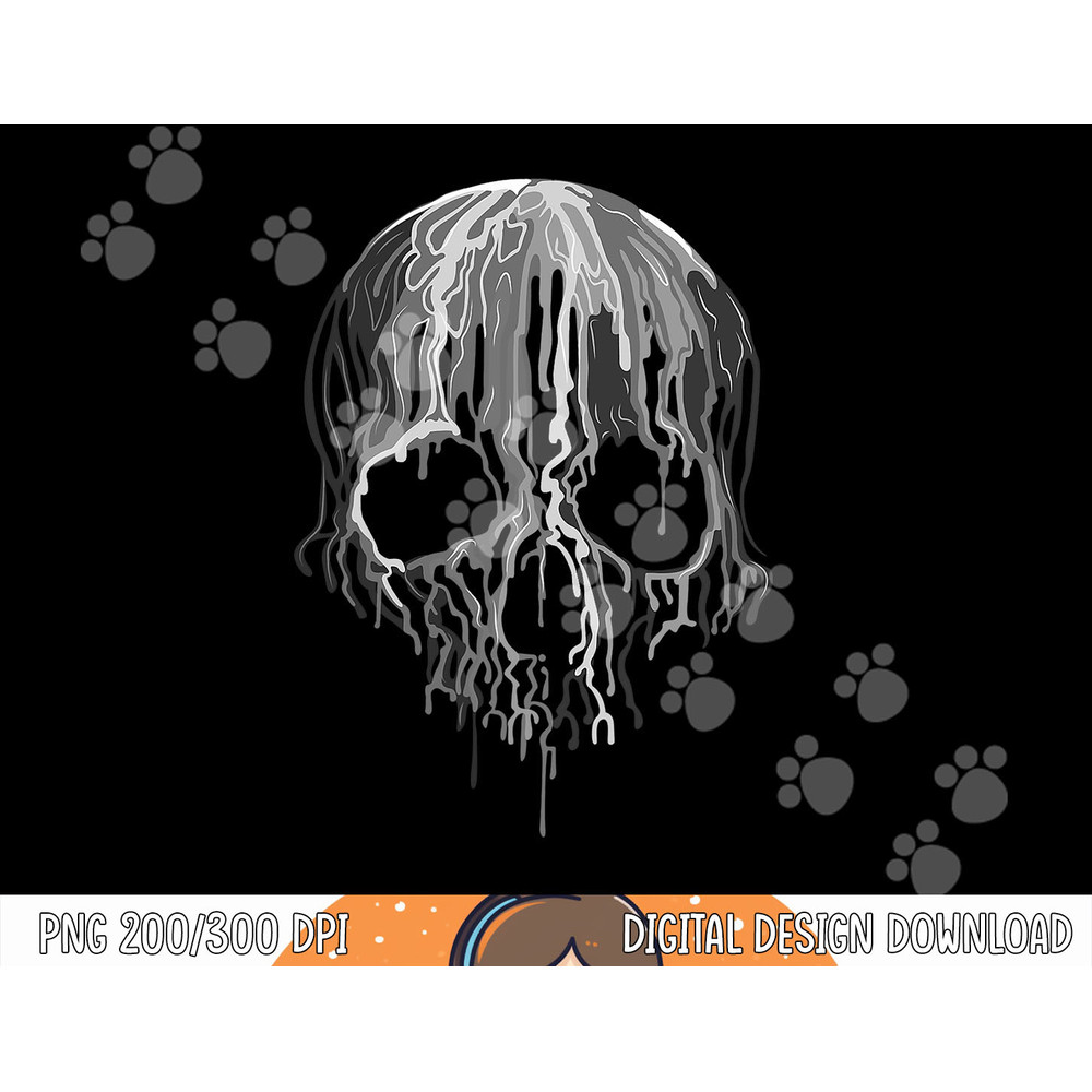 Melting Skull Black White Art Graphic Halloween TShirt copy.jpg