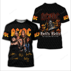 acdc rock band t-shirt 3d all over printed music lover gift