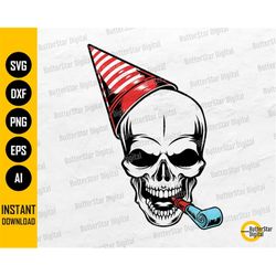 Party Skull SVG | Party Hat SVG | Party Horn SVG | Fun Skull T-Shirt Sticker Graphics | Cricut Cutfile Clipart Vector Di