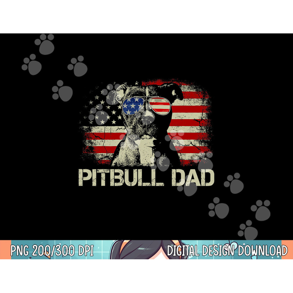 Mens Best Pitbull Dad Ever Shirt American Flag 4th Of July Gift png, sublimation.jpg