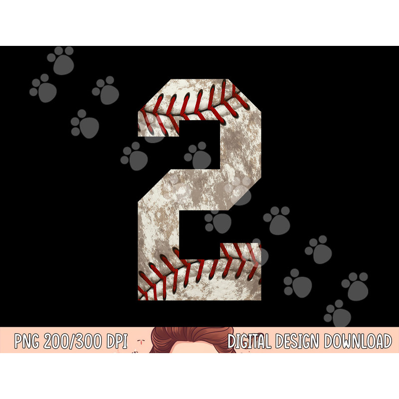 Baseball Team Player Jersey Number 2 Distressed Ball png, sublimation copy.jpg