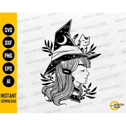 Witch Hat With Cat SVG | Witches SVG | Halloween T-Shirt Decal Graphics | Cricut Silhouette Cut Files Clipart Vector Dig