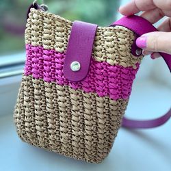 Barbie bag Pink bag Phone bag Minibag Bag handmade Crochet phone bag