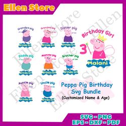 Peppa Pig Birthday Girl Svg Bundle