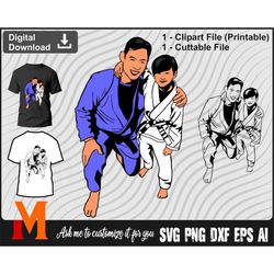 jiu jitsu silhouette 1, jiu jitsu dad and son svg, jiu jitsu svg, martial arts svg - svg cut file, png, vector, silhouet