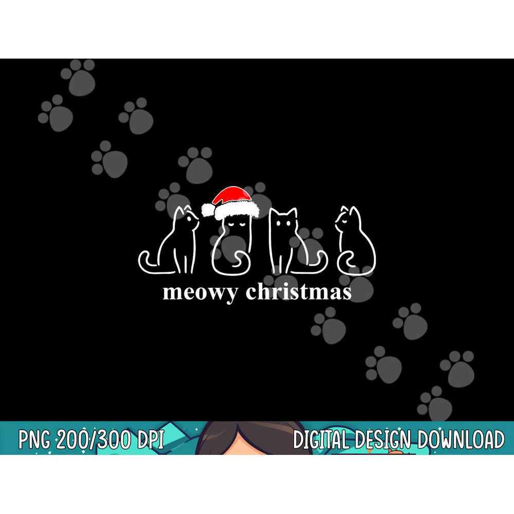 Meowy Catmas Cat Christmas Cute Kitten Cats Santa Hat Xmas  png,sublimation copy.jpg