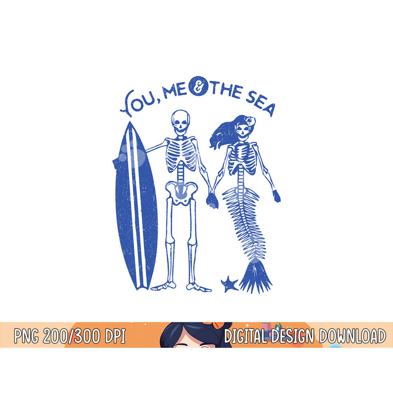 Mermaid Skeleton Island Surf png, sublimation Skull Graphic Tee Shirt copy.jpg