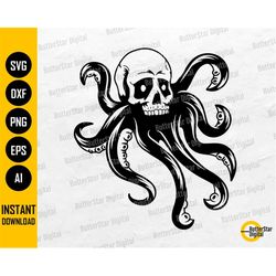 Tentacles Skull SVG | Octopus SVG | Ocean Sea Monster Underwater Creature Skeleton | Cut File Cuttable Clipart Vector Di