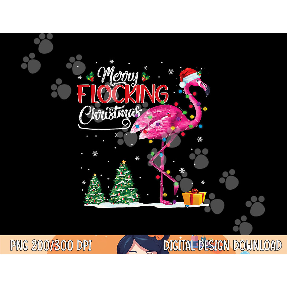 Merry Flocking Christmas Flamingo Pink In Santa Hat Xmas Gif png, sublimation copy.jpg