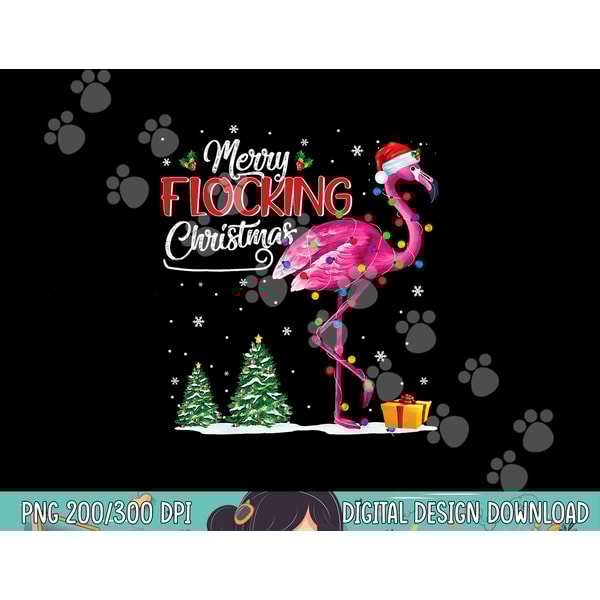 Merry Flocking Christmas Flamingo Pink In Santa Hat Xmas Gif png, sublimation copy.jpg