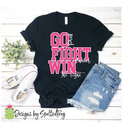 go fight win breast cancer football awareness october pink out  ribbon svg/png